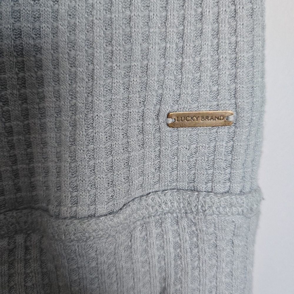 Lucky Brand Light Gray Waffle Knit Off the Shoulder Sweater - Picture 2 of 6